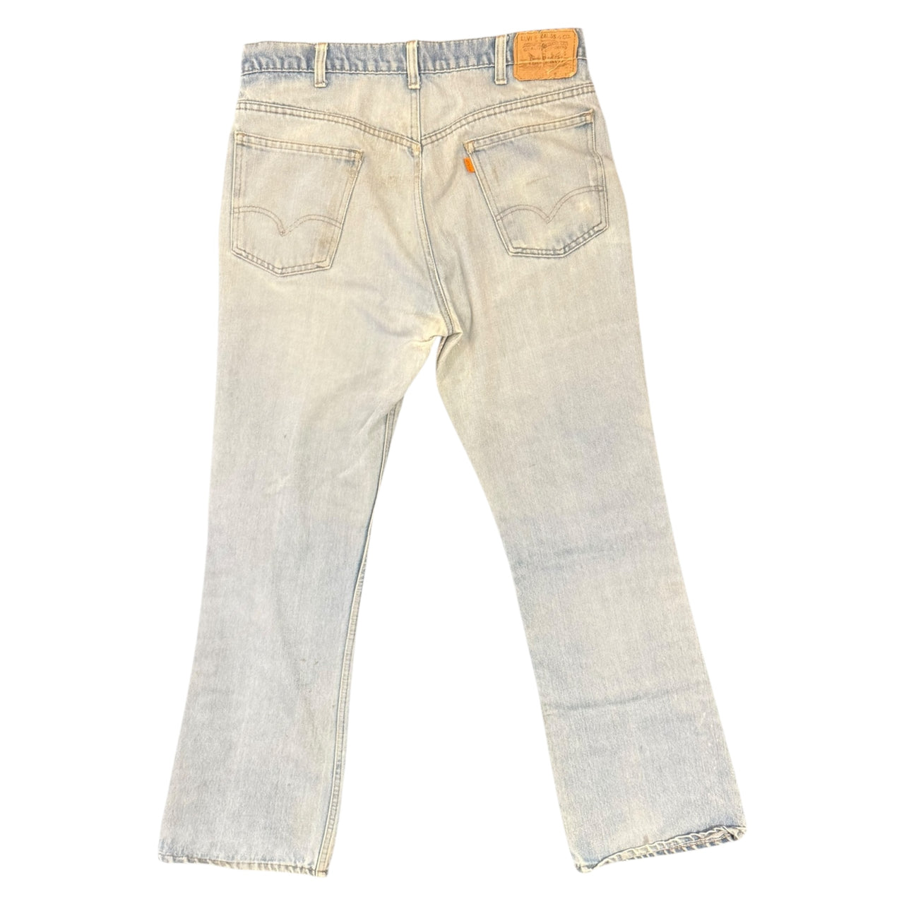 Levis Light Wash Orange Tab Flairs w/ Stains