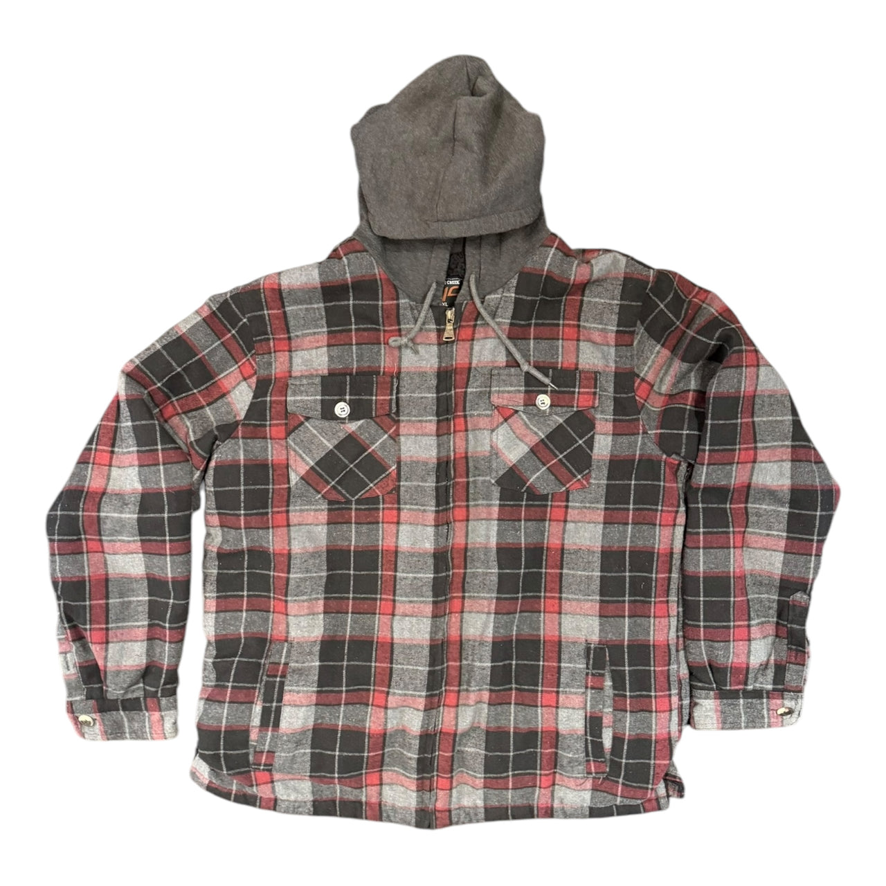 Hooded Flannel Plaid Red and Black