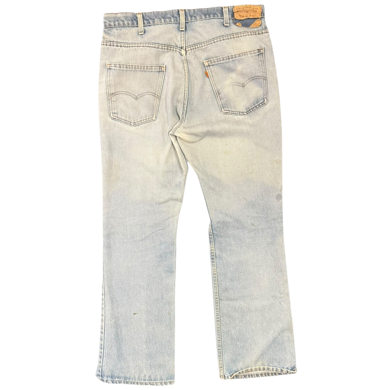 Levis Light Wash Orange Tab Flairs w/ Stains