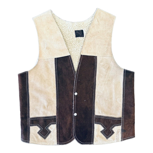 Vintage Cowhide Sherpa Multi Pattern Vest