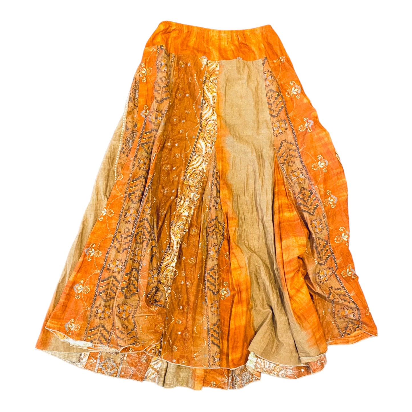 Vintage Karen Kane Orange Pattern Maxi Skirt