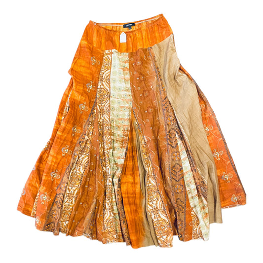 Vintage Karen Kane Orange Pattern Maxi Skirt