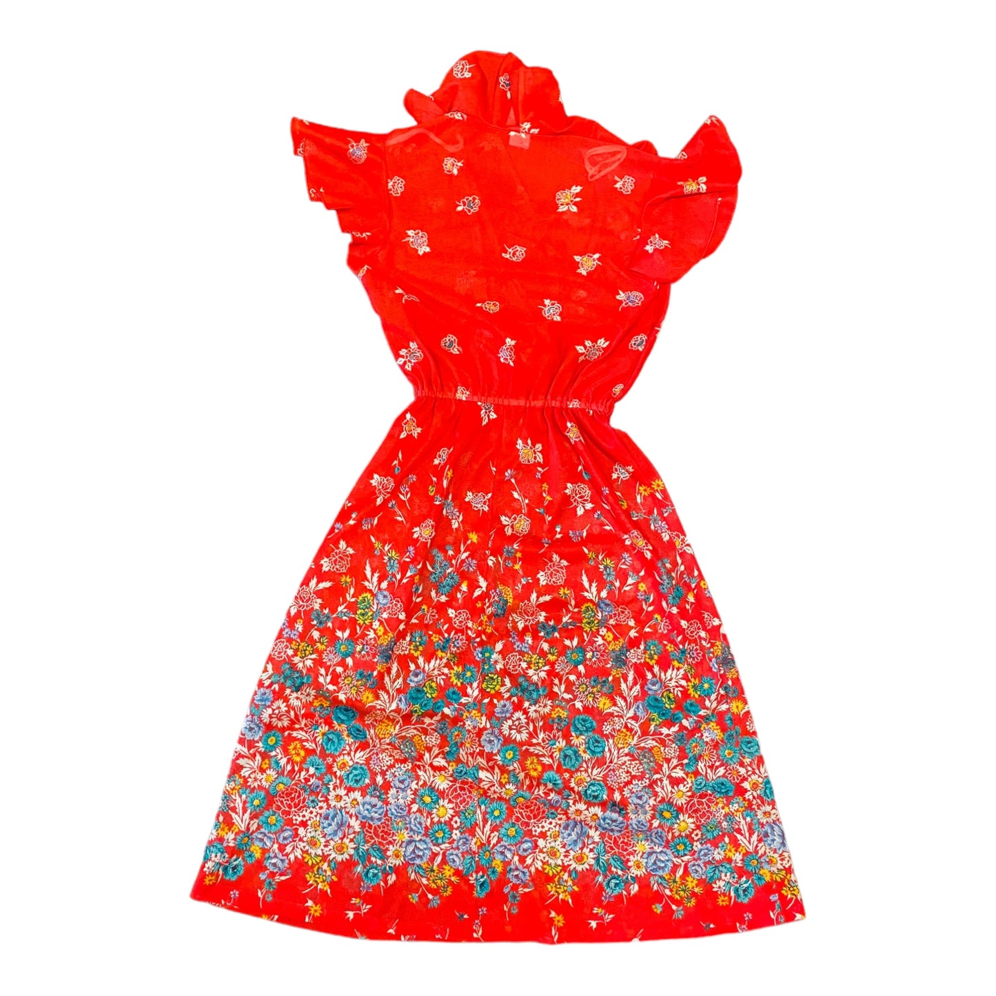 Vintage 80's red mesh floral dress