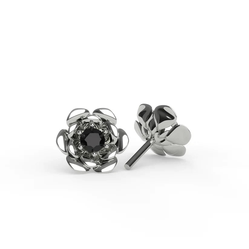 Rose Stud Earrings - Silver - Jawns