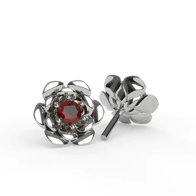 Rose Stud Earrings - Silver - Jawns